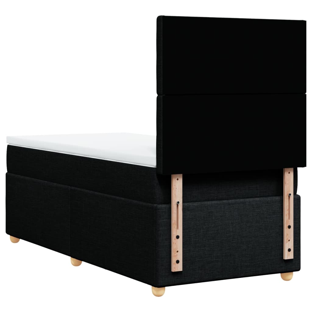 Lit à sommier tapissier avec matelas tissu noir 80x200 cm