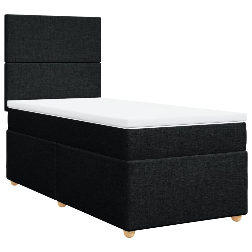Lit sommier tapissier avec matelas tissu noir 90x190 cm