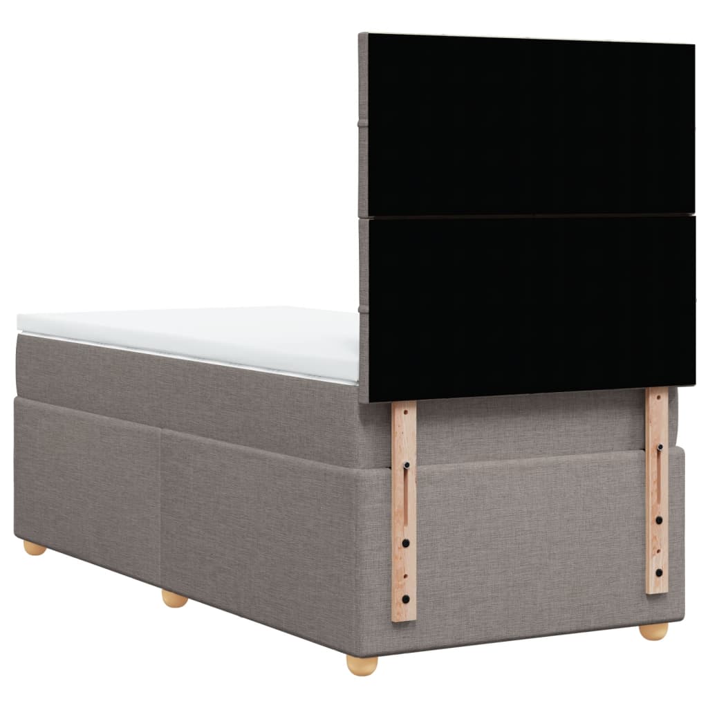 Lit sommier tapissier avec matelas tissu taupe 90x190 cm