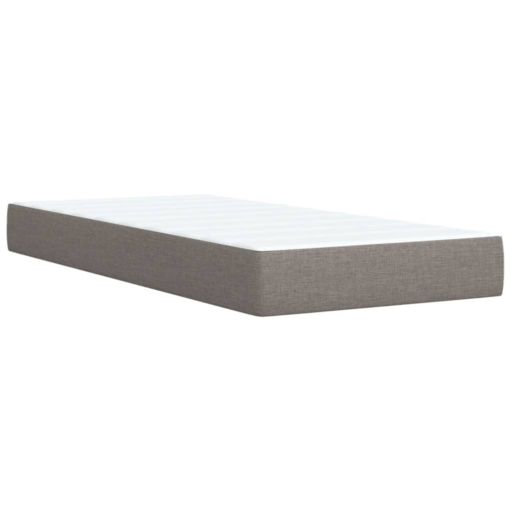 Lit sommier tapissier avec matelas tissu taupe 90x190 cm
