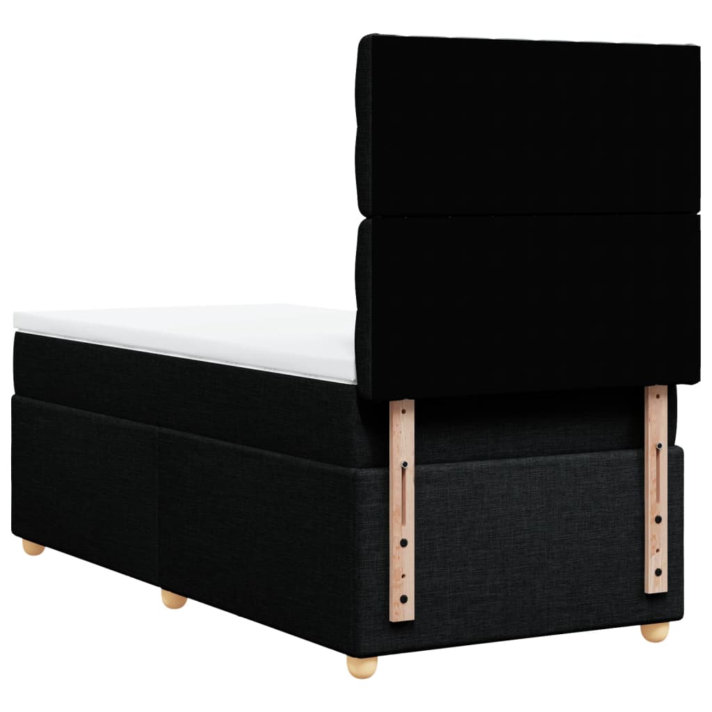 Lit sommier tapissier avec matelas tissu noir 90x190 cm