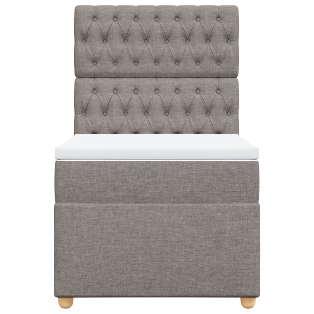 Lit sommier tapissier avec matelas tissu taupe 90x190 cm