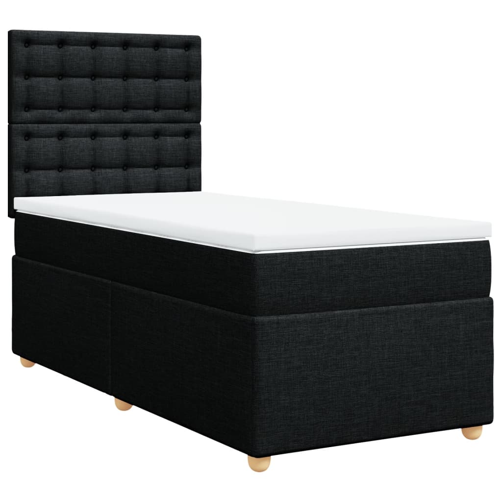 Lit sommier tapissier avec matelas tissu noir 90x190 cm