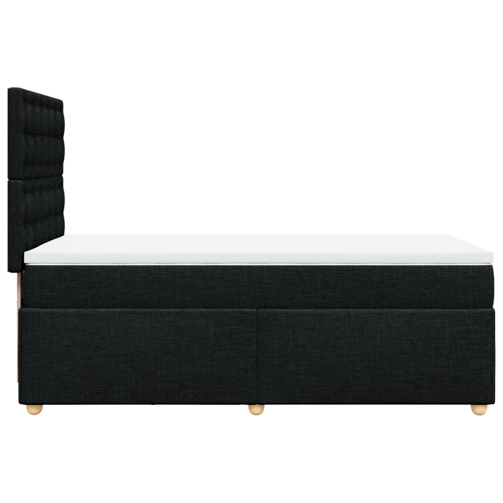 Lit sommier tapissier avec matelas tissu noir 90x190 cm