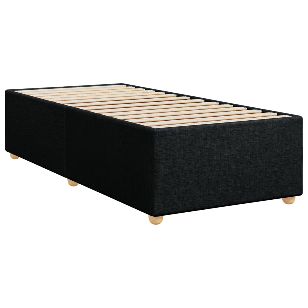 Lit sommier tapissier avec matelas tissu noir 90x190 cm