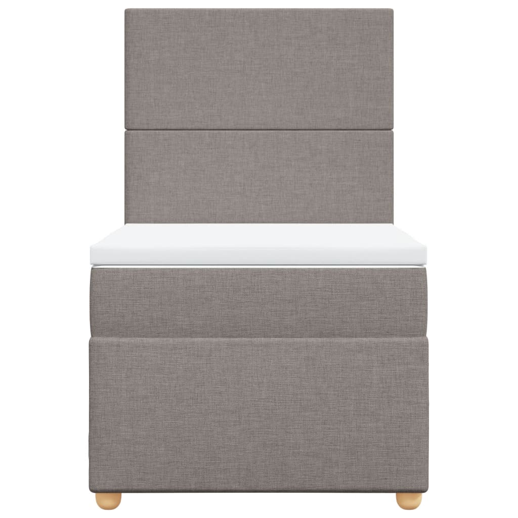 Lit sommier tapissier avec matelas tissu taupe 90x200 cm