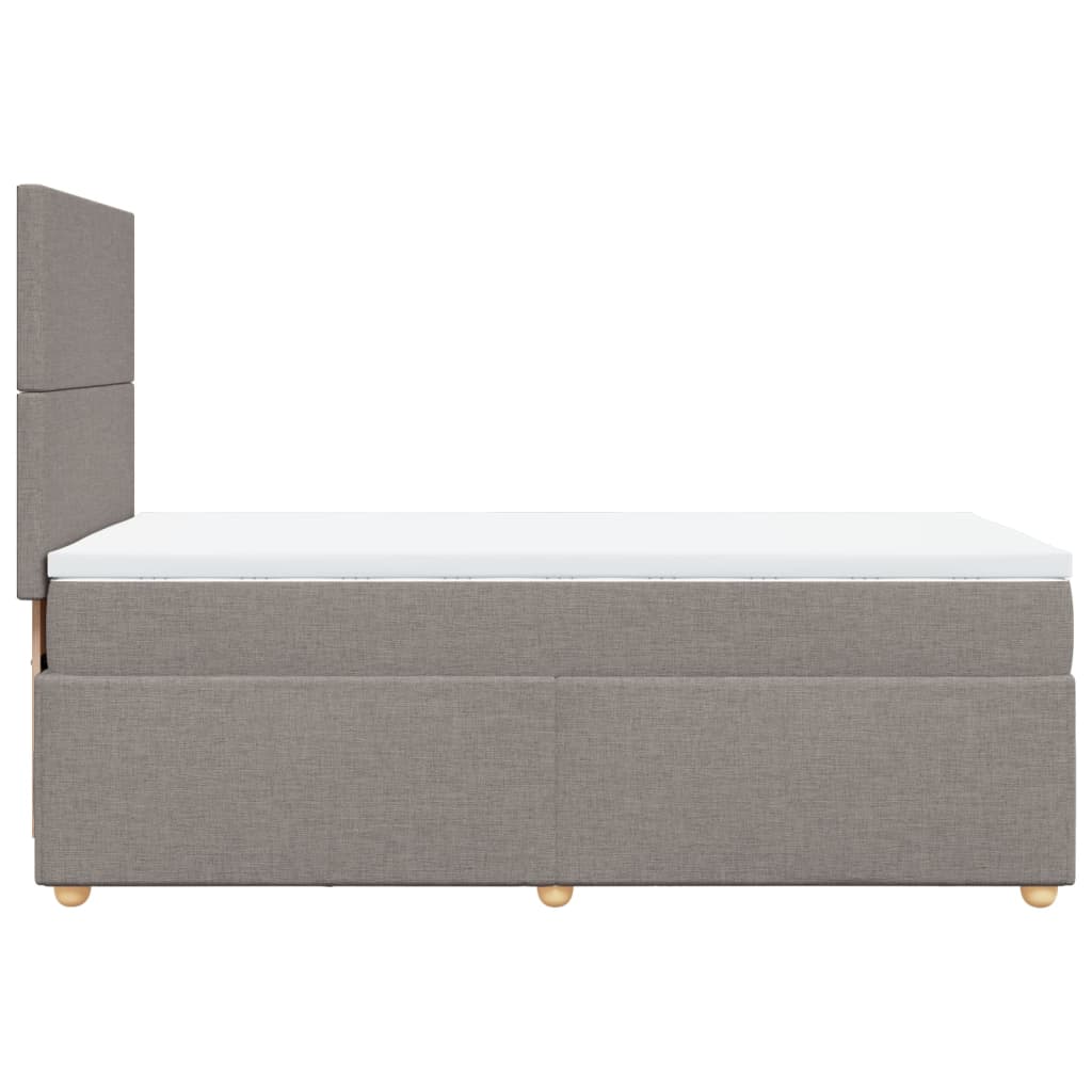 Lit sommier tapissier avec matelas tissu taupe 90x200 cm