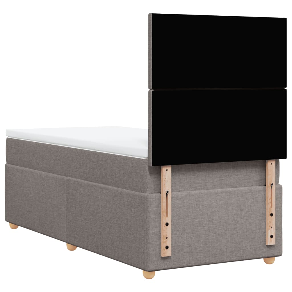 Lit sommier tapissier avec matelas tissu taupe 90x200 cm