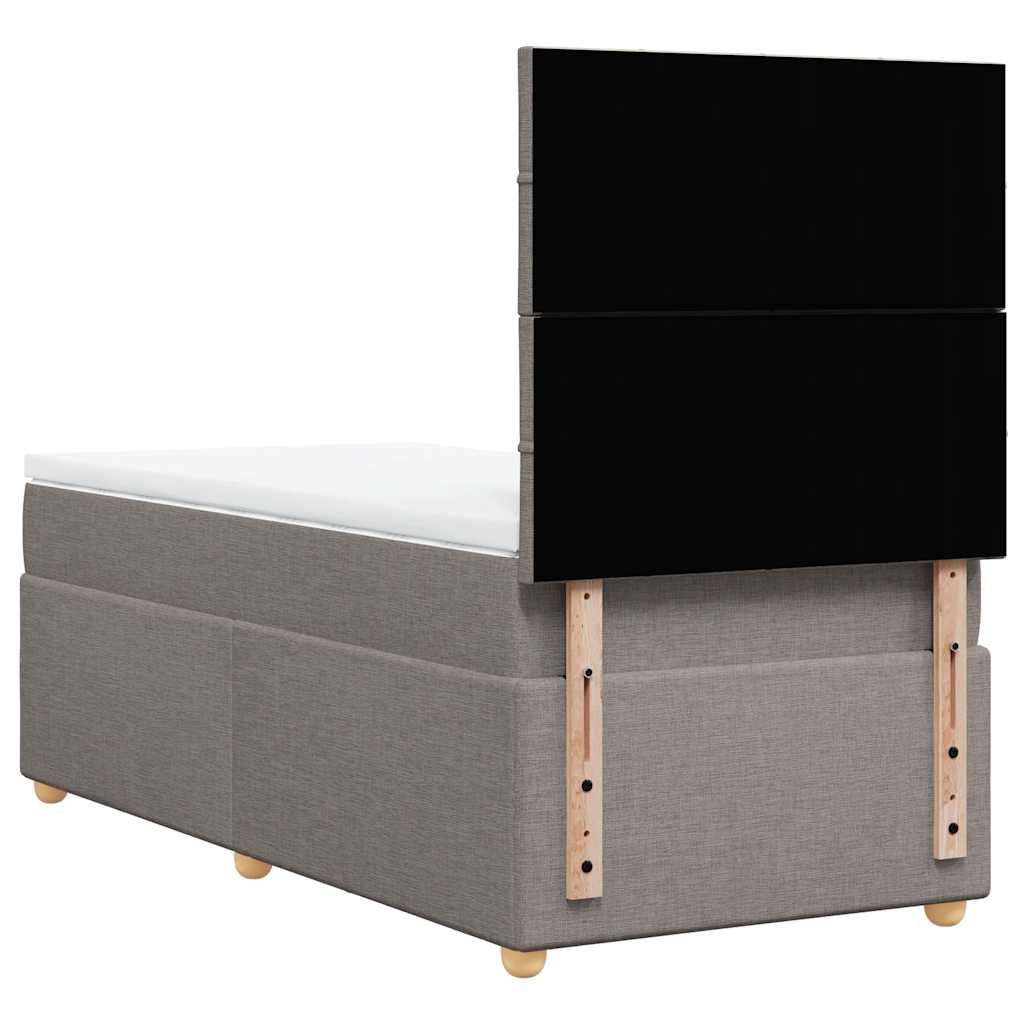 Lit sommier tapissier avec matelas tissu taupe 90x200 cm