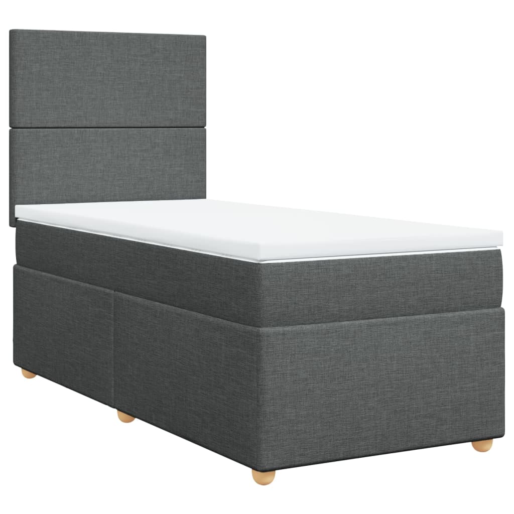 Lit sommier tapissier avec matelas tissu gris foncé 100x200 cm