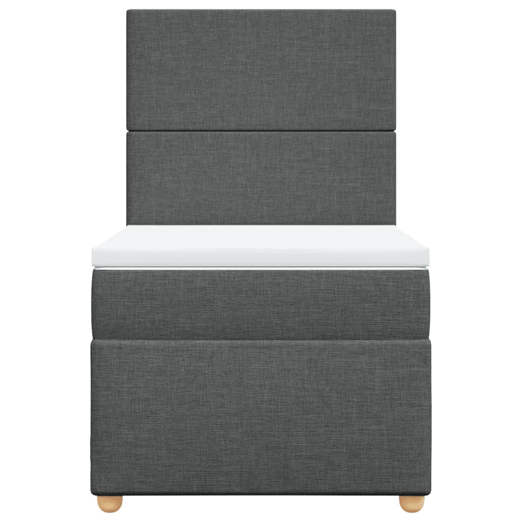 Lit sommier tapissier avec matelas tissu gris foncé 100x200 cm