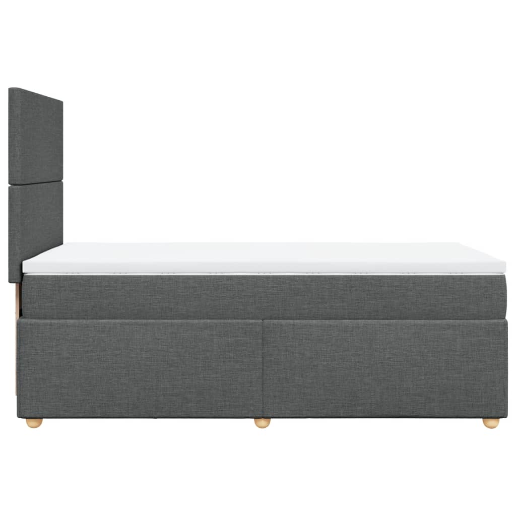 Lit sommier tapissier avec matelas tissu gris foncé 100x200 cm