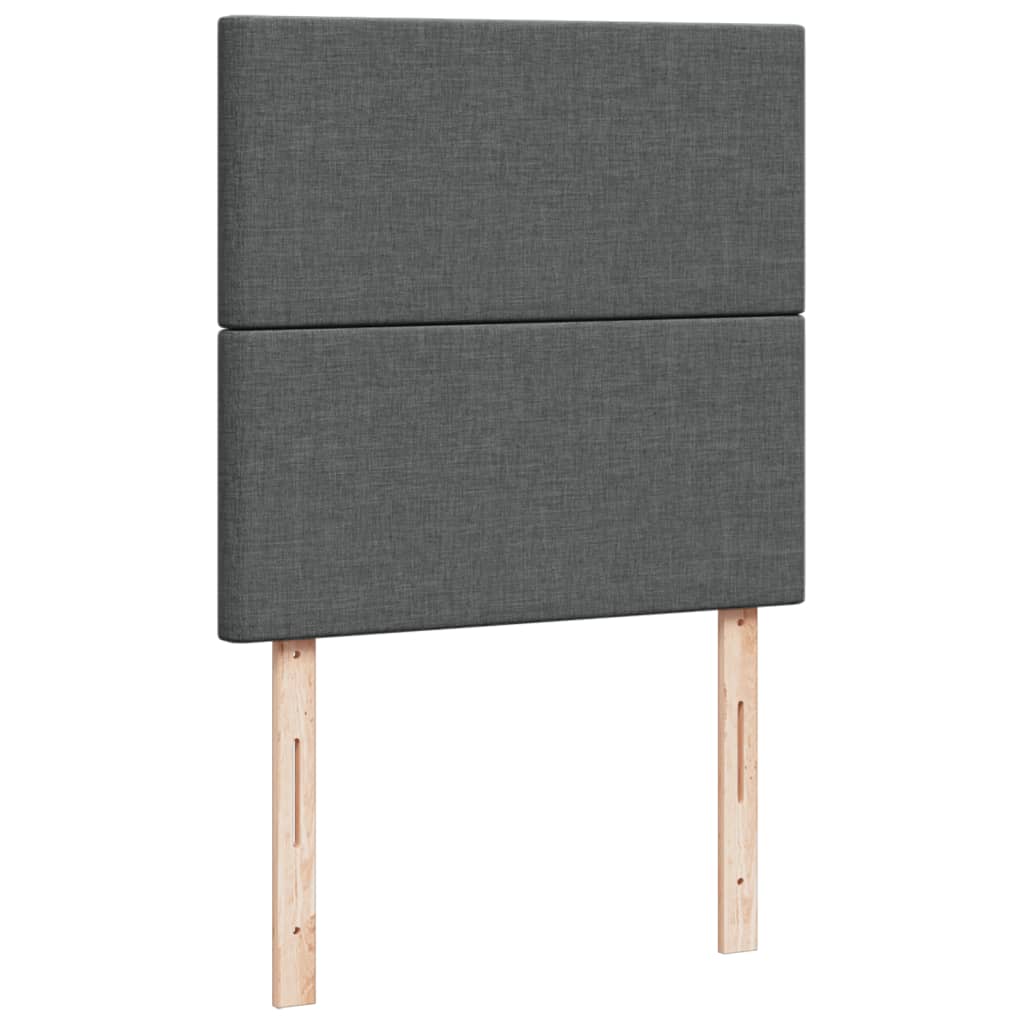 Lit sommier tapissier avec matelas tissu gris foncé 100x200 cm