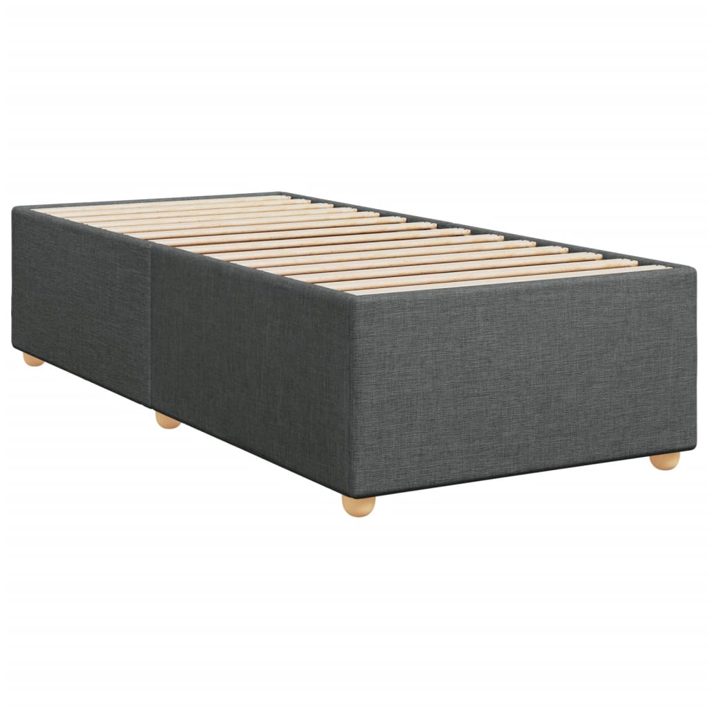 Lit sommier tapissier avec matelas tissu gris foncé 100x200 cm