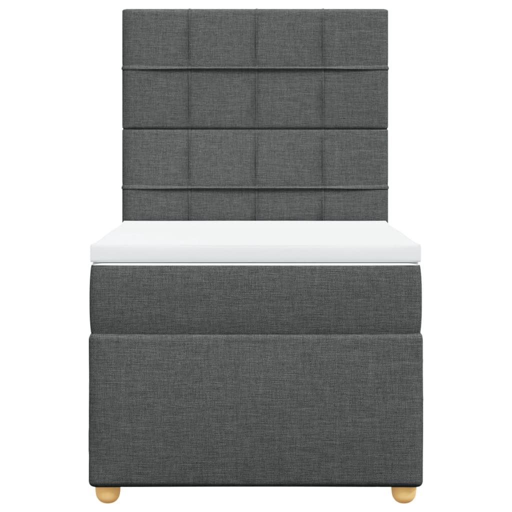 Lit sommier tapissier avec matelas tissu gris foncé 100x200 cm