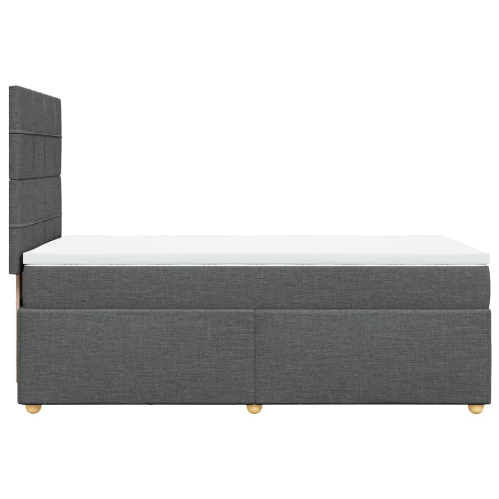 Lit sommier tapissier avec matelas tissu gris foncé 100x200 cm
