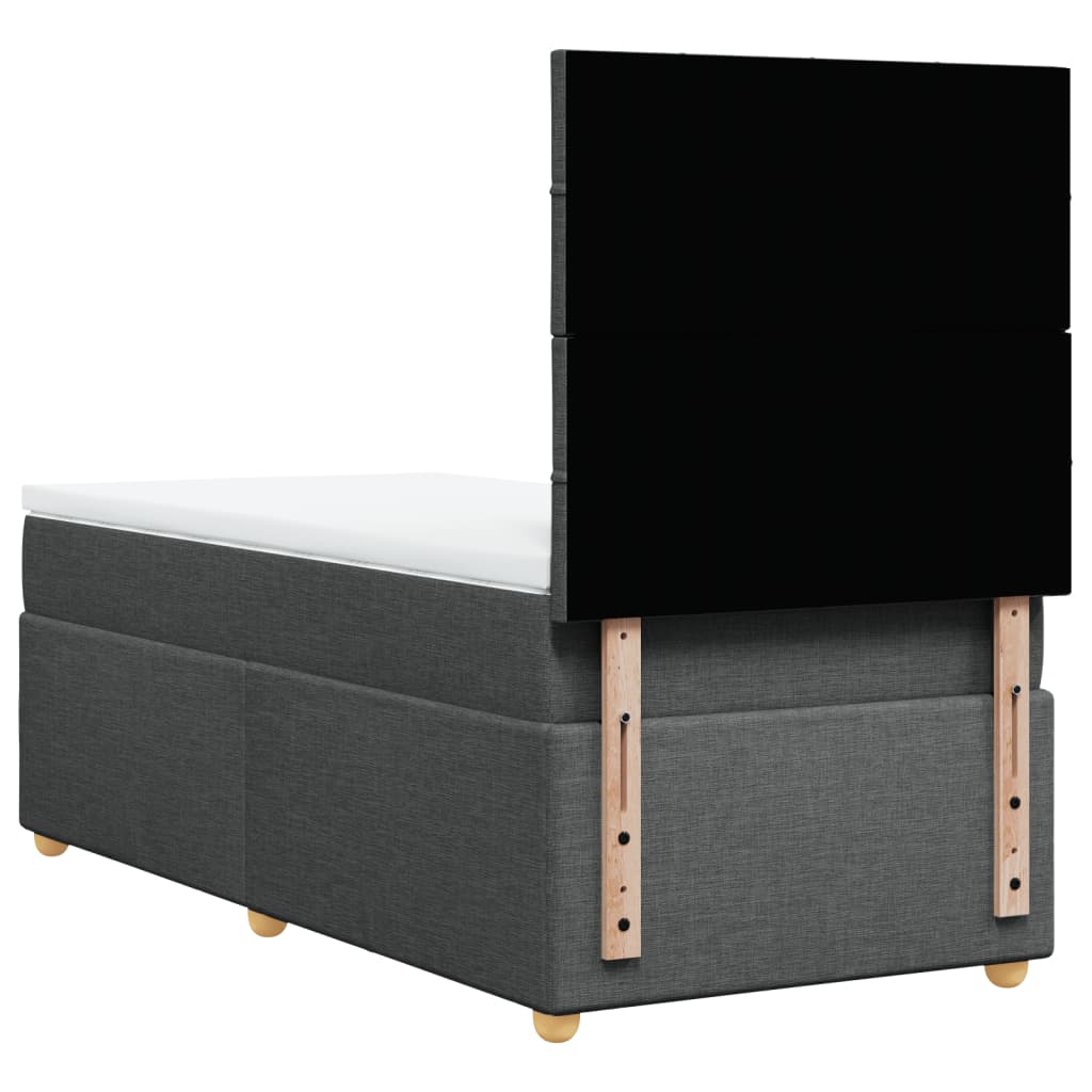 Lit sommier tapissier avec matelas tissu gris foncé 100x200 cm