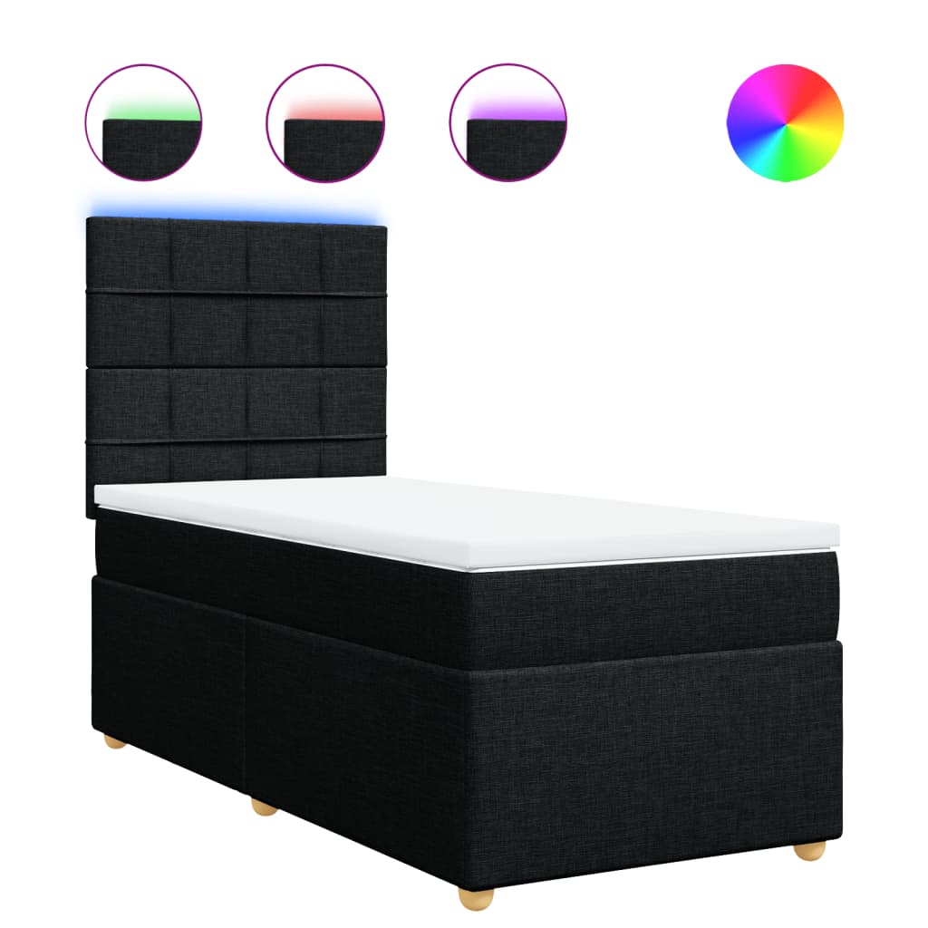 Boxspringbett mit Matratze Schwarz 100x200 cm Stoff