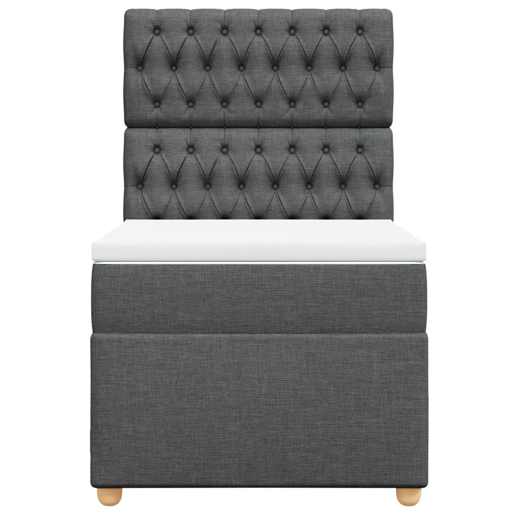 Lit sommier tapissier avec matelas tissu gris foncé 100x200 cm