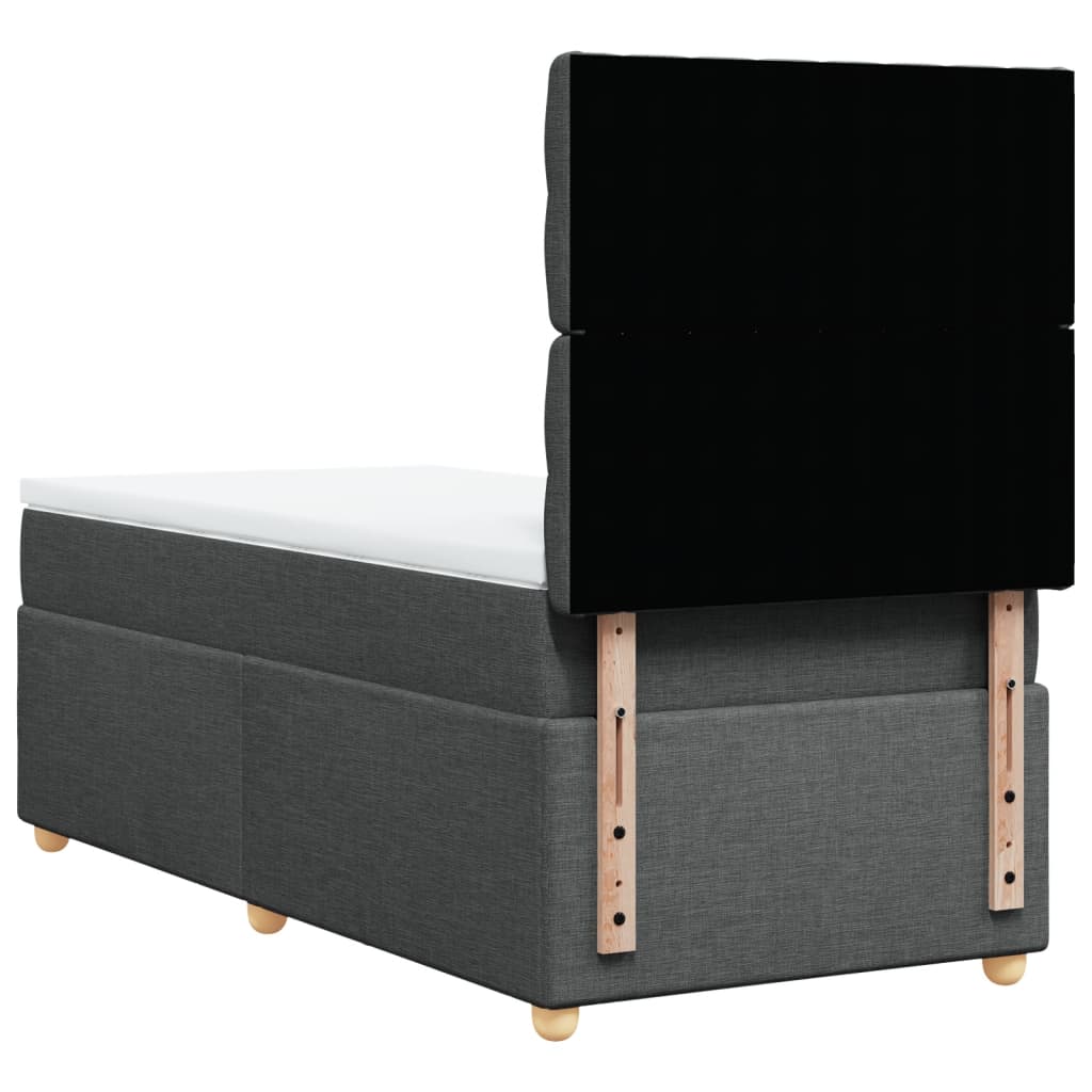 Lit sommier tapissier avec matelas tissu gris foncé 100x200 cm