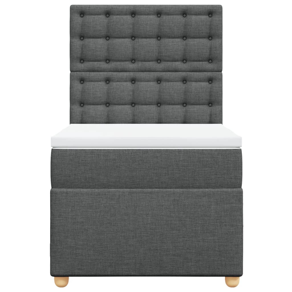 Lit sommier tapissier avec matelas tissu gris foncé 100x200 cm