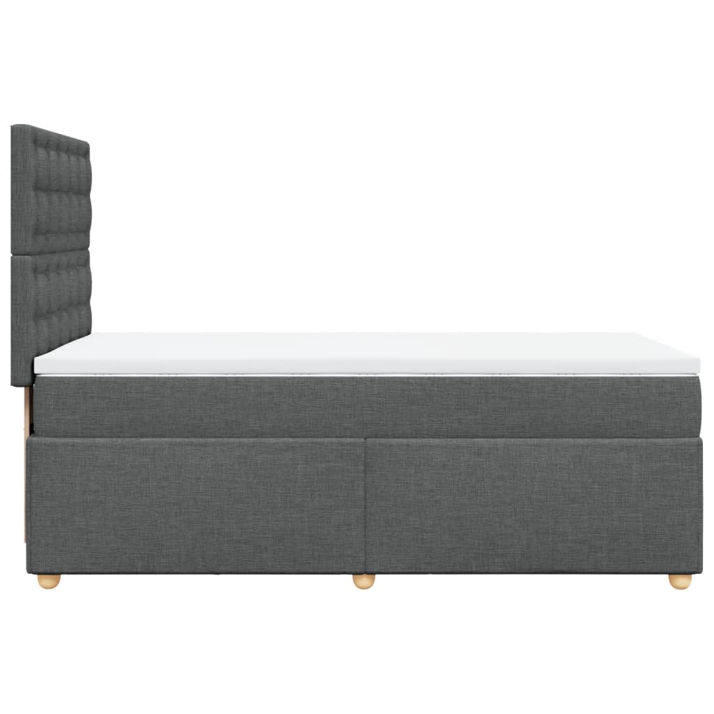 Lit sommier tapissier avec matelas tissu gris foncé 100x200 cm