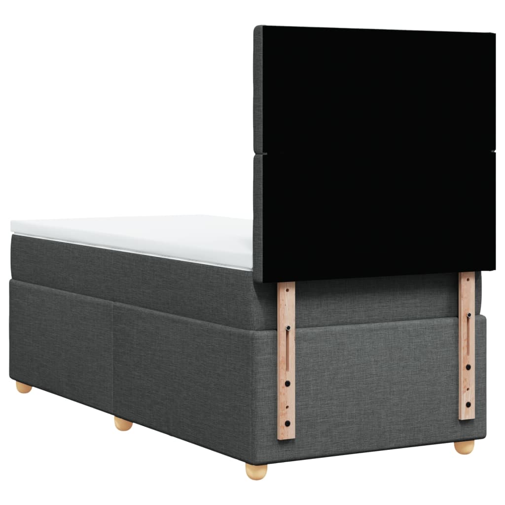 Lit sommier tapissier avec matelas tissu gris foncé 100x200 cm