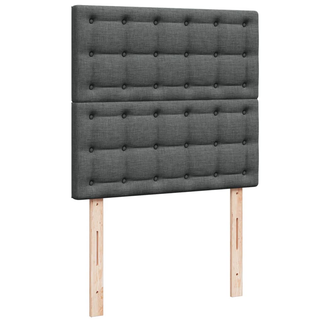 Lit sommier tapissier avec matelas tissu gris foncé 100x200 cm