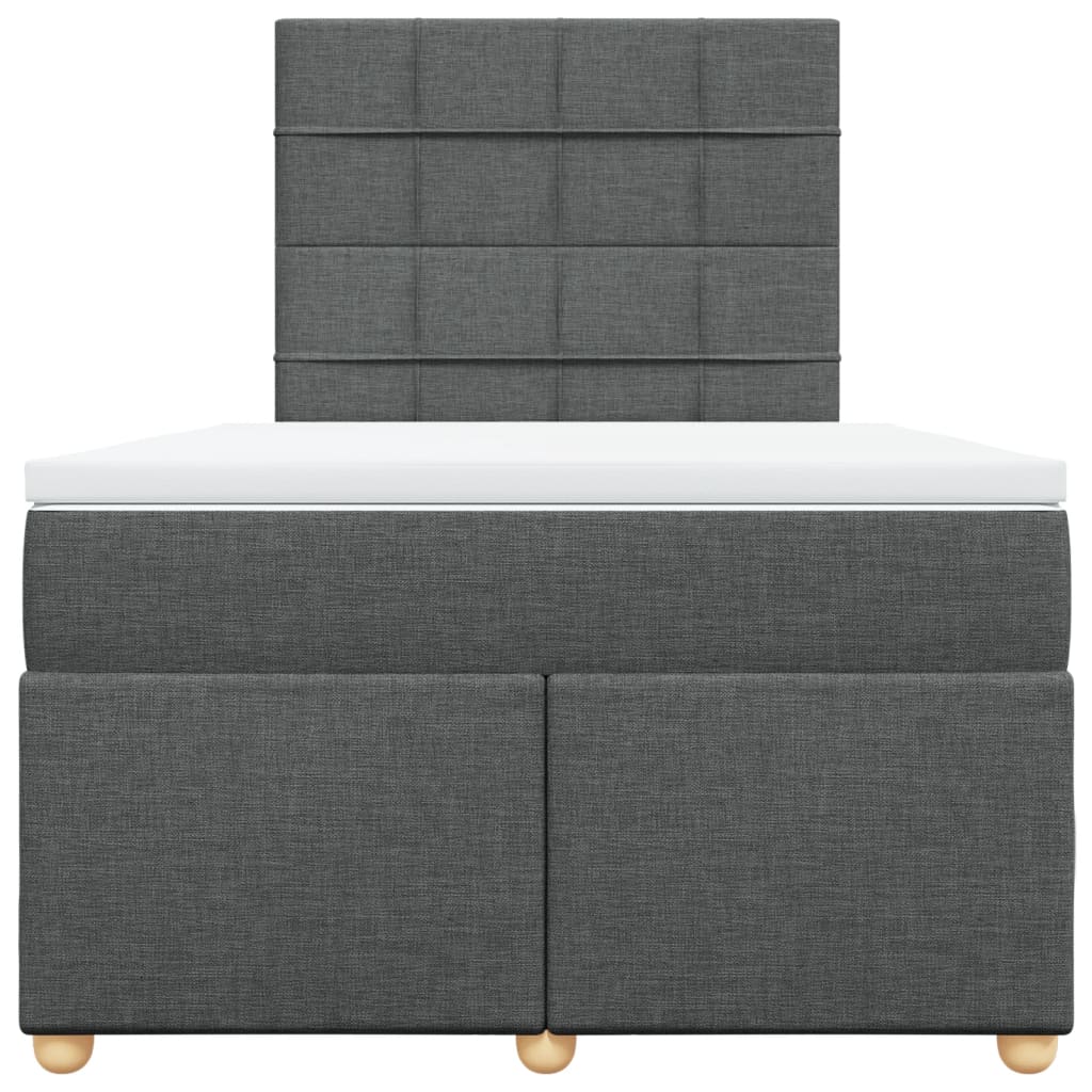 Lit à sommier tapissier avec matelas en tissu gris foncé 120x190 cm