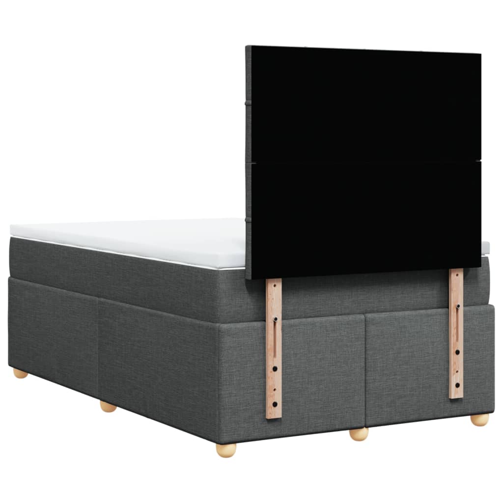 Lit à sommier tapissier avec matelas en tissu gris foncé 120x190 cm