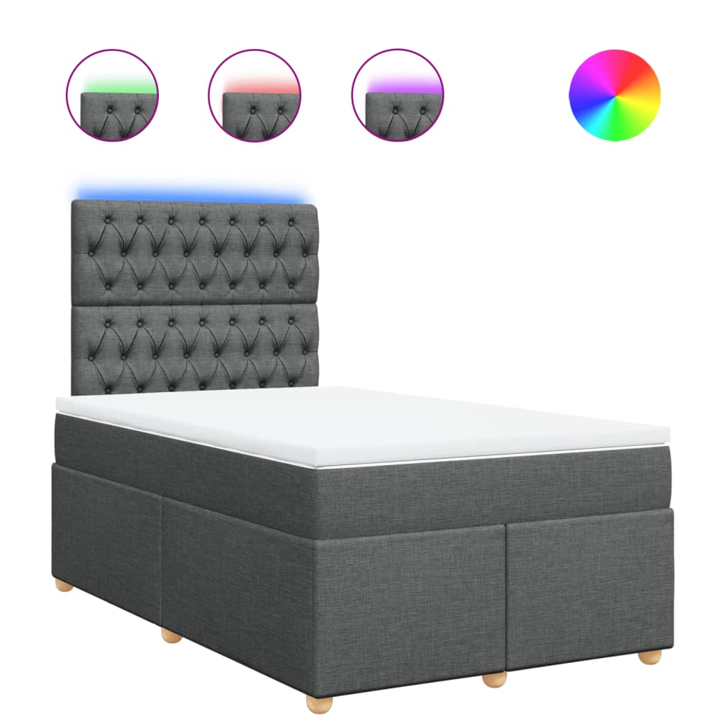 Lit à sommier tapissier avec matelas en tissu gris foncé 120x190 cm