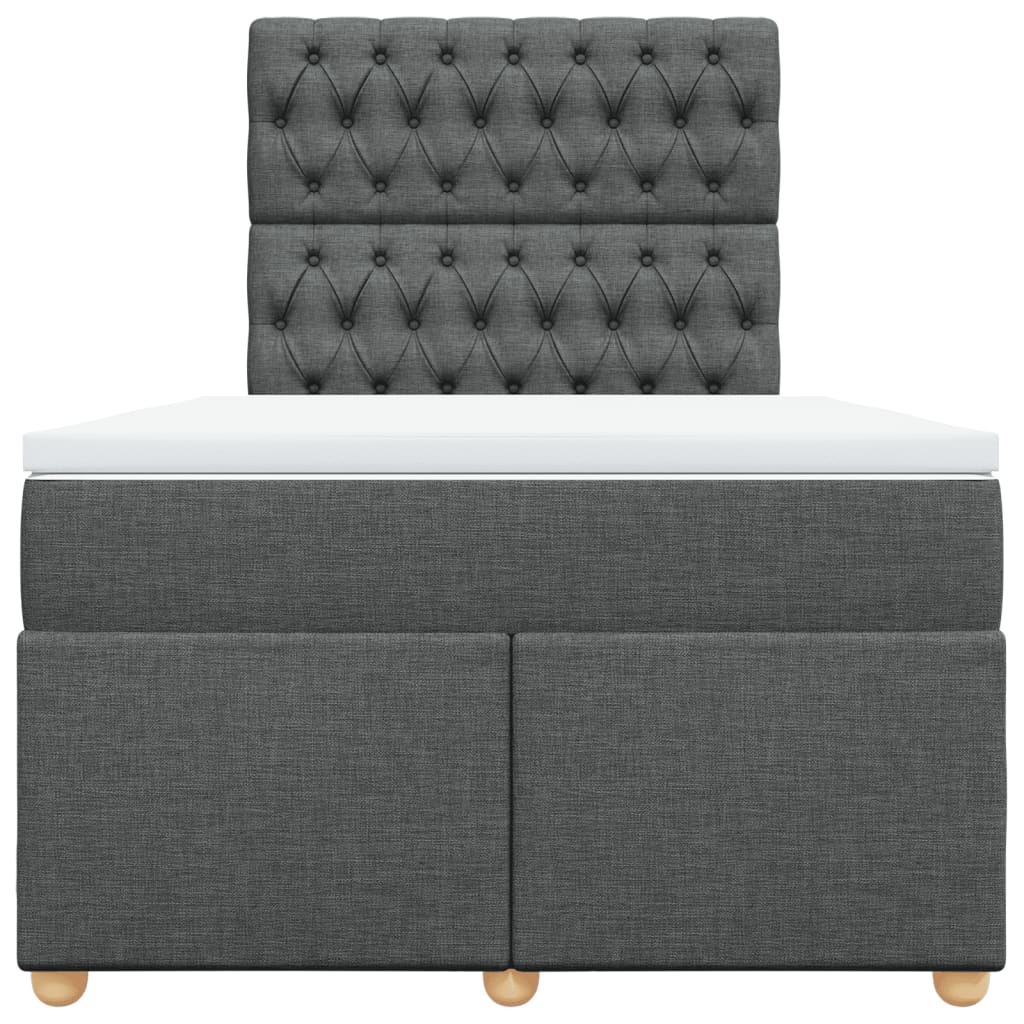 Lit à sommier tapissier avec matelas en tissu gris foncé 120x190 cm