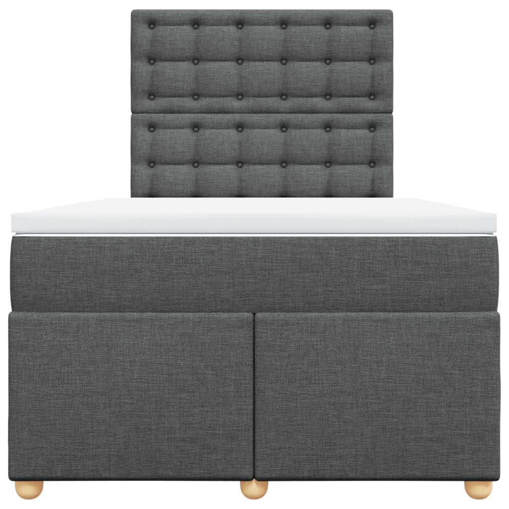 Lit à sommier tapissier avec matelas en tissu gris foncé 120x190 cm