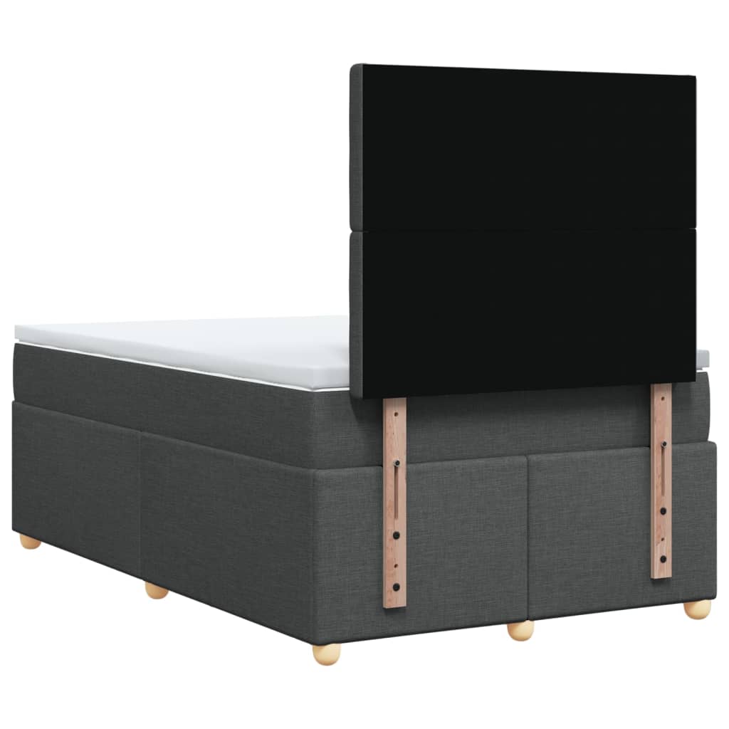 Lit à sommier tapissier avec matelas en tissu gris foncé 120x190 cm