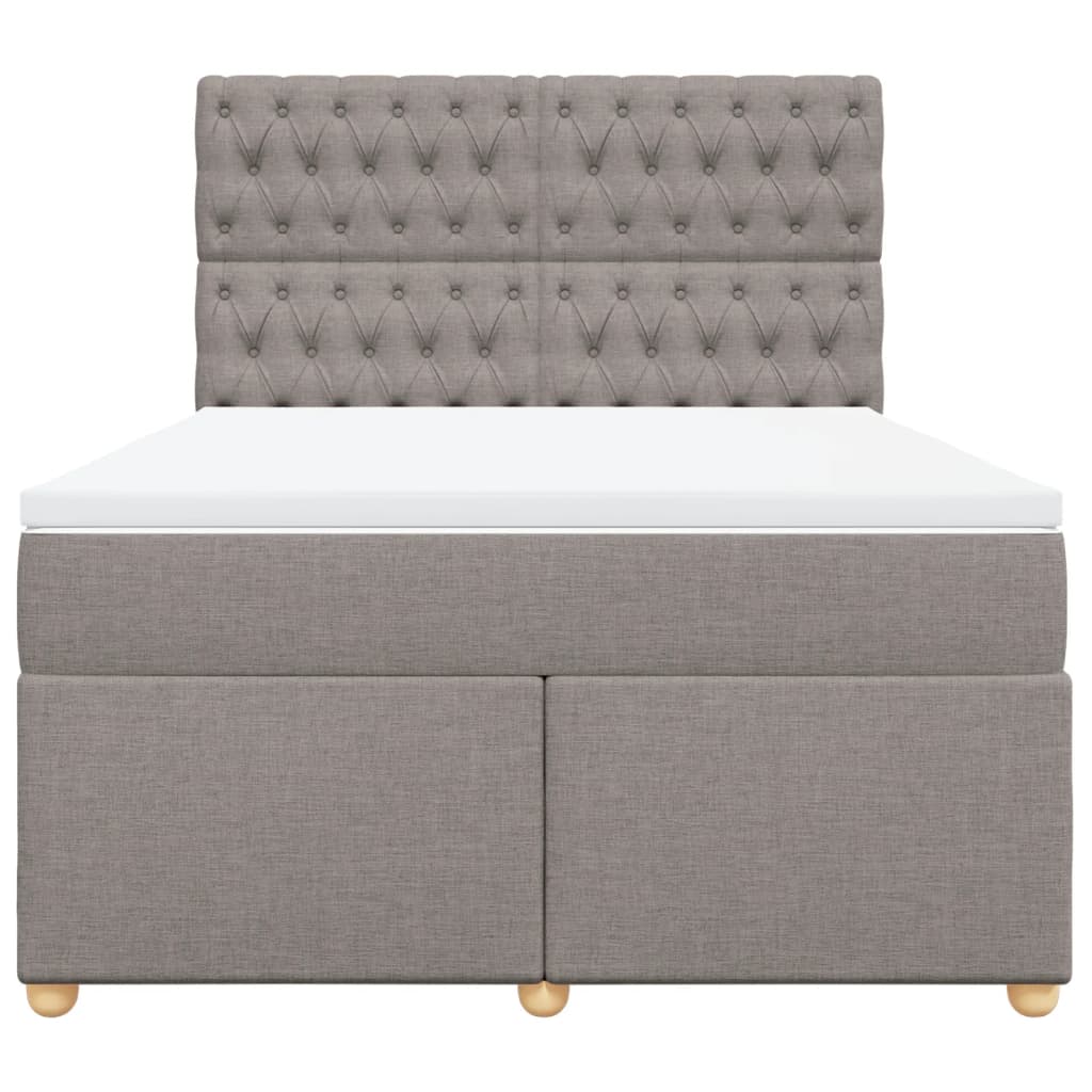 Lit sommier tapissier avec matelas tissu taupe 160x200 cm
