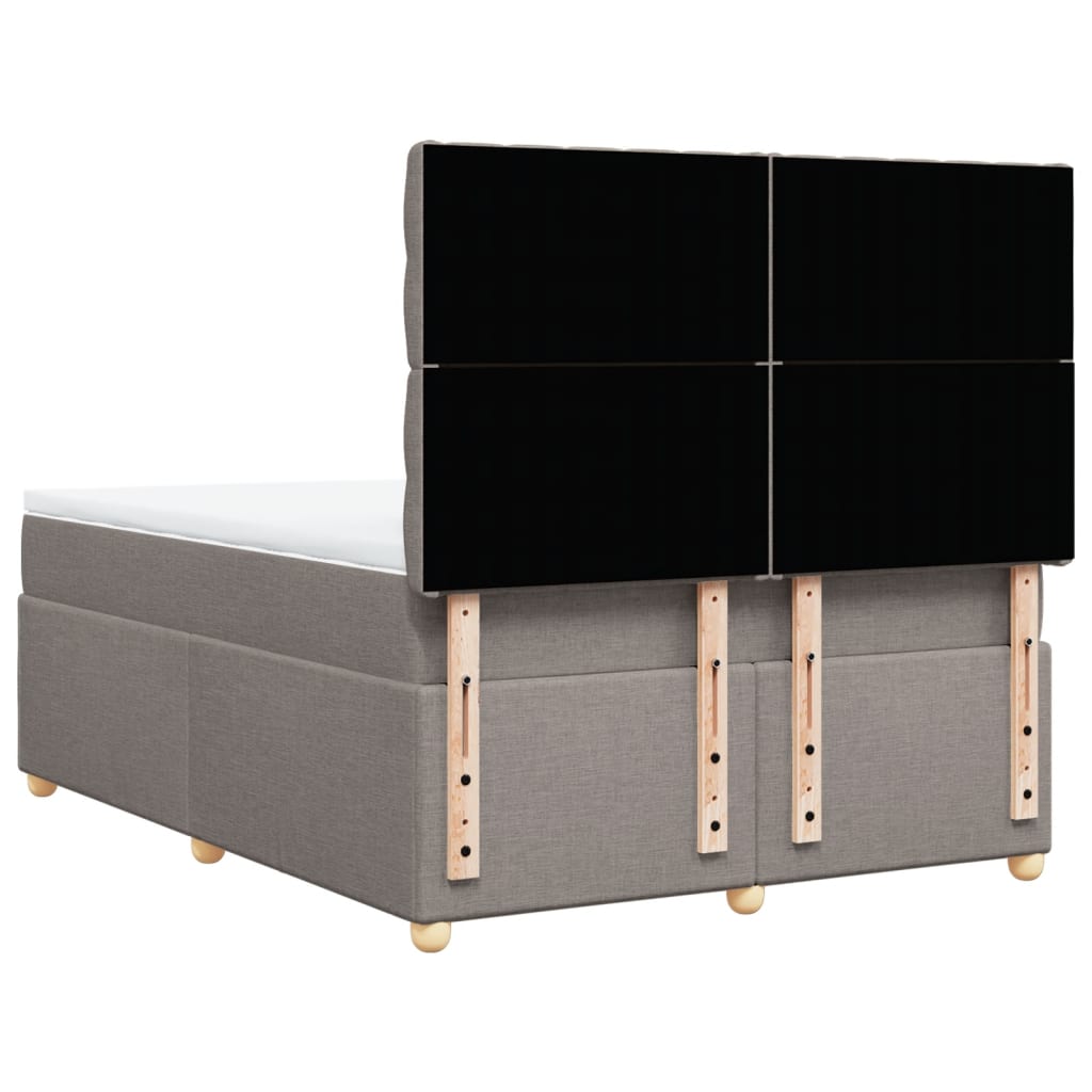 Lit sommier tapissier avec matelas tissu taupe 160x200 cm