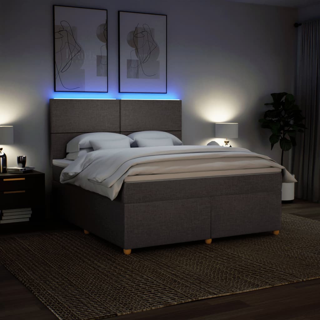 Lit sommier tapissier avec matelas tissu taupe 180x200 cm