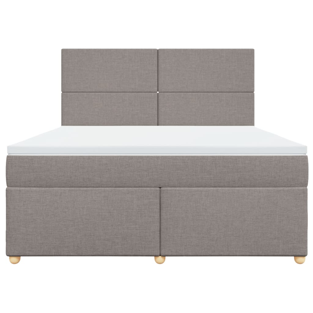 Lit sommier tapissier avec matelas tissu taupe 180x200 cm