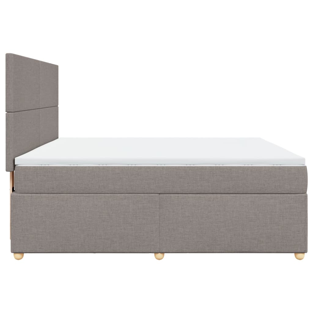 Lit sommier tapissier avec matelas tissu taupe 180x200 cm