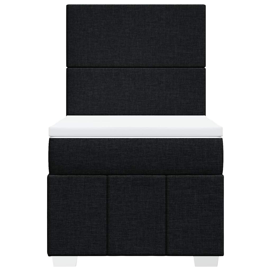 Lit à sommier tapissier avec matelas tissu noir 80x200 cm