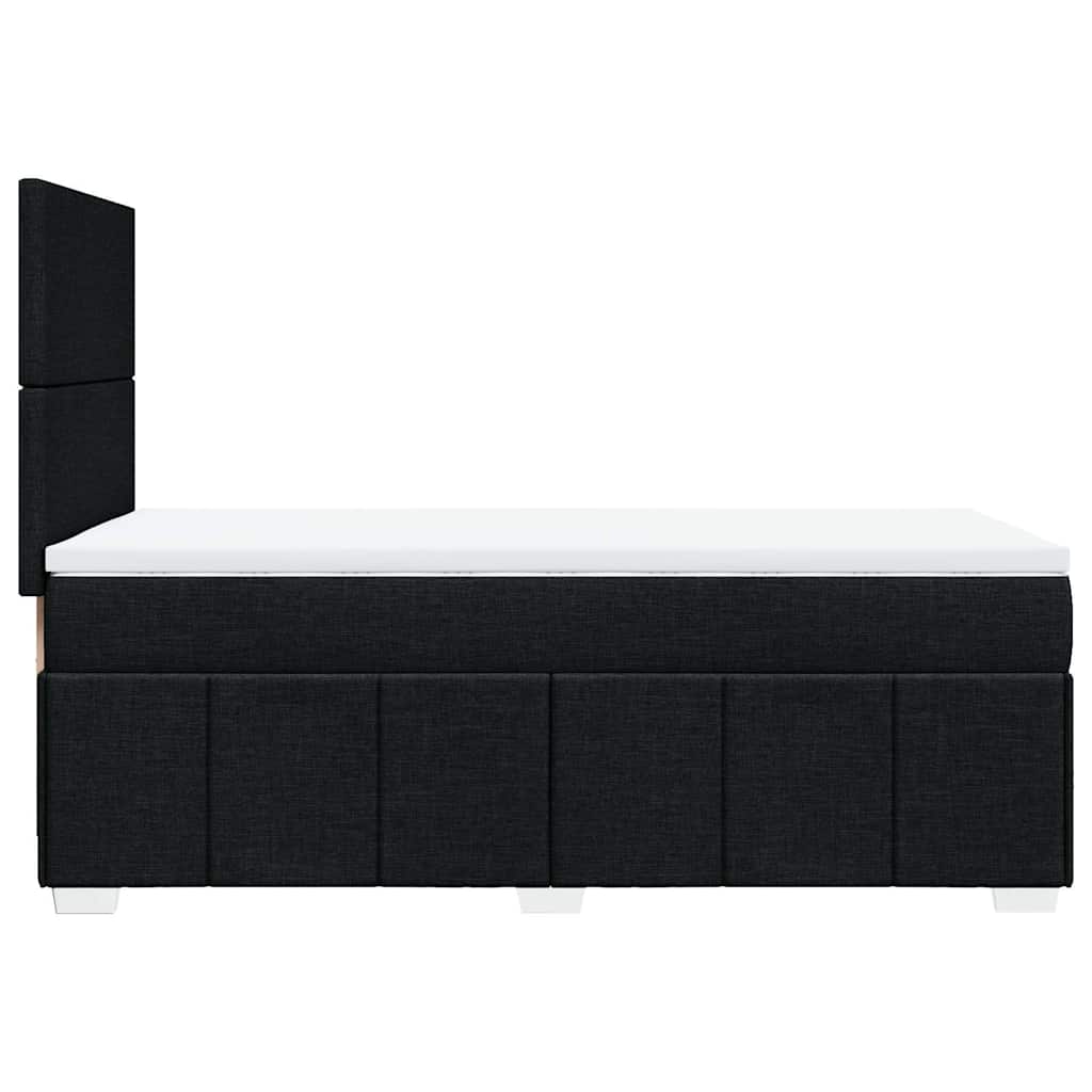 Lit à sommier tapissier avec matelas tissu noir 80x200 cm