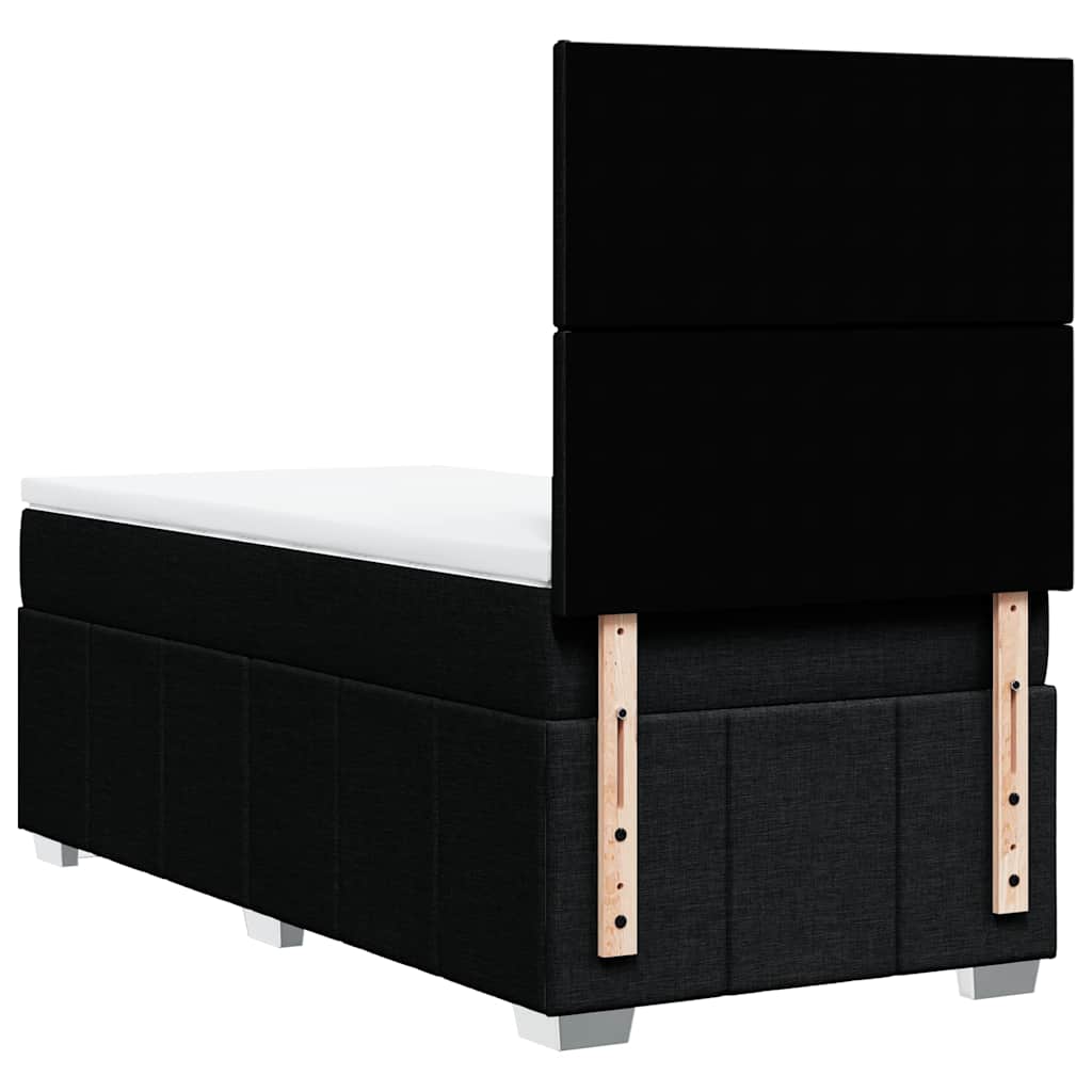Lit à sommier tapissier avec matelas tissu noir 80x200 cm