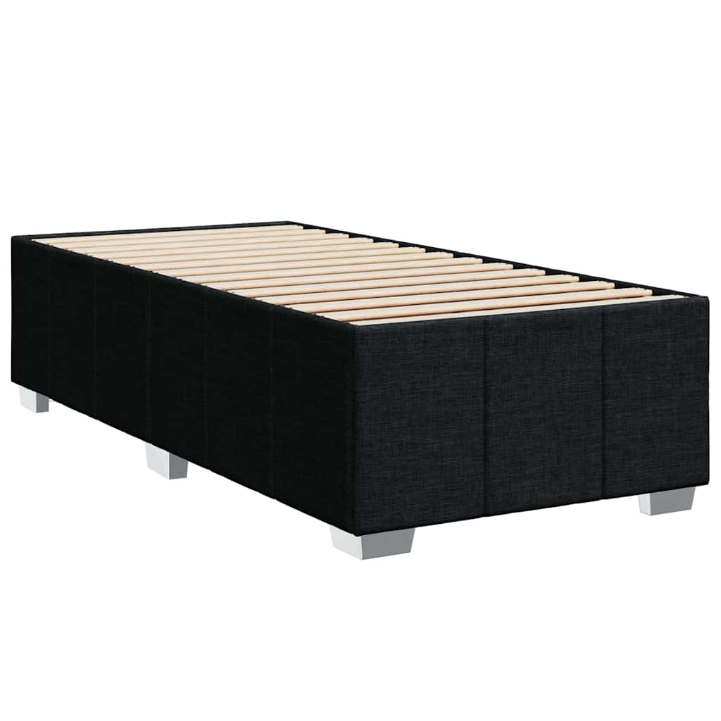 Lit à sommier tapissier avec matelas tissu noir 80x200 cm