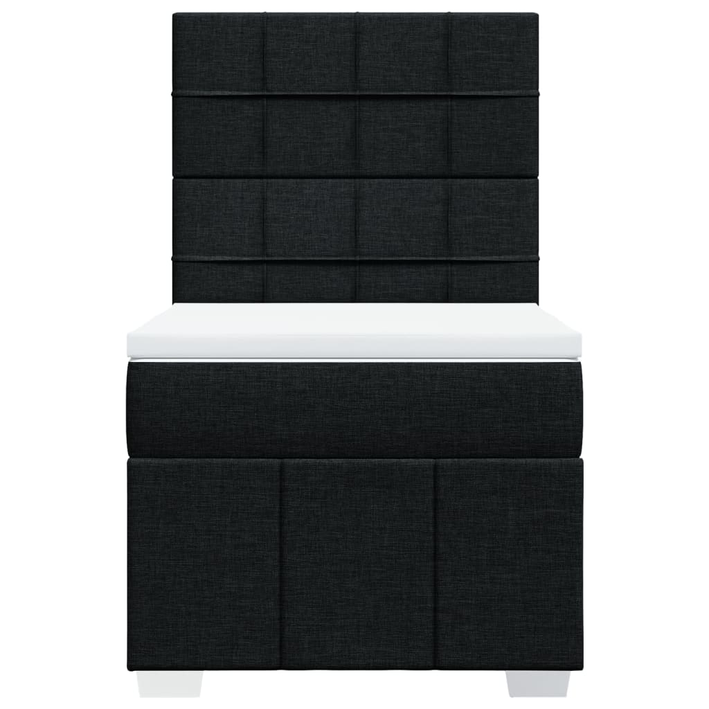 Lit à sommier tapissier avec matelas tissu noir 80x200 cm