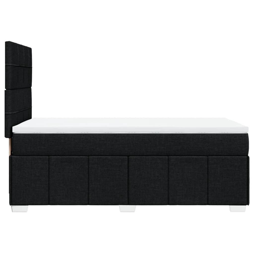 Lit à sommier tapissier avec matelas tissu noir 80x200 cm