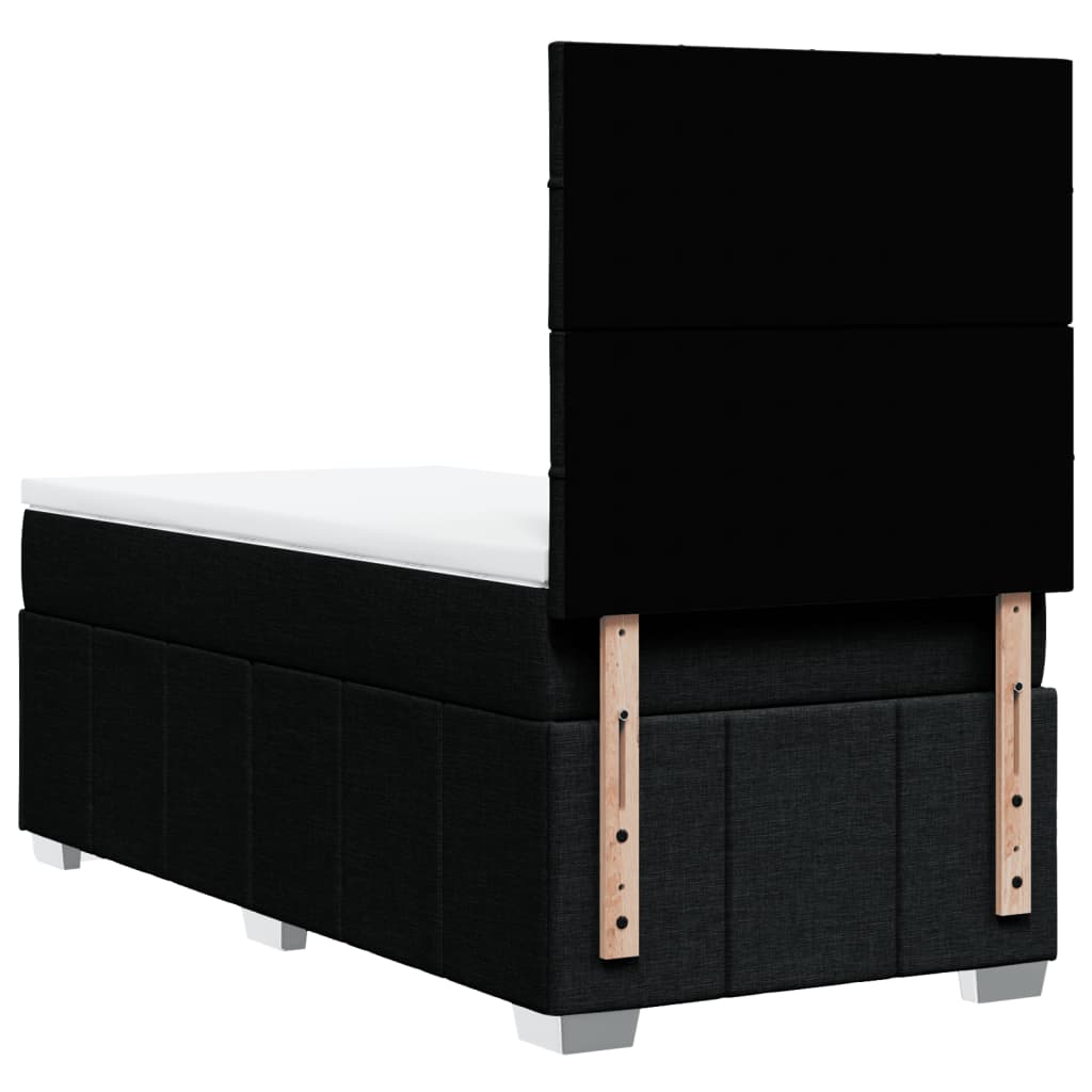 Lit à sommier tapissier avec matelas tissu noir 80x200 cm