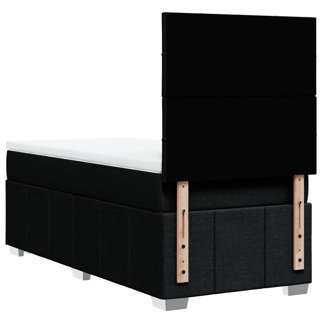 Lit sommier tapissier avec matelas tissu noir 90x190 cm