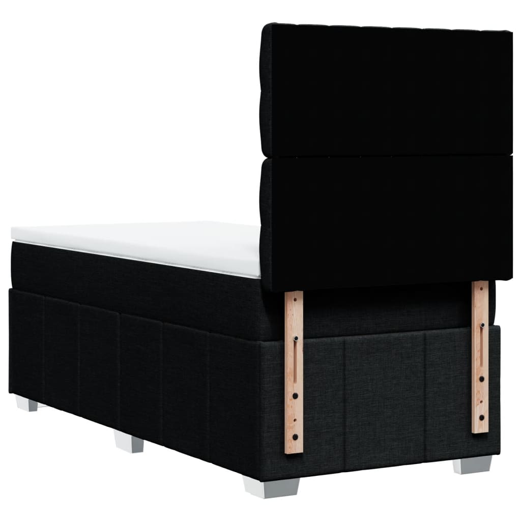 Lit sommier tapissier avec matelas tissu noir 90x190 cm