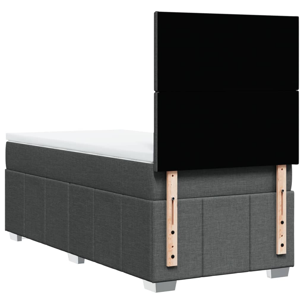 Lit sommier tapissier avec matelas tissu gris foncé 100x200 cm