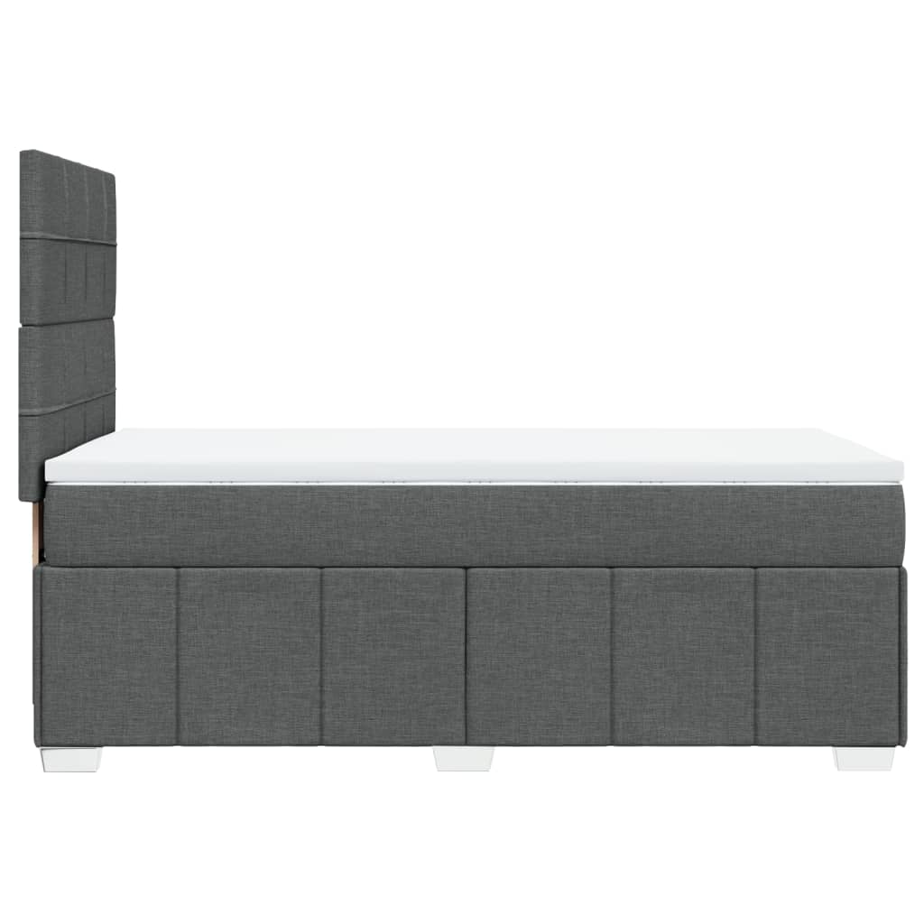 Lit sommier tapissier avec matelas tissu gris foncé 100x200 cm